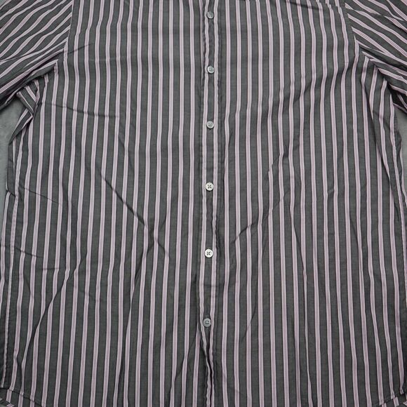 Hugo Boss Shirt Mens XL Gray Purple Striped Flip Cuff Office Button Up Dress - Picture 14 of 16